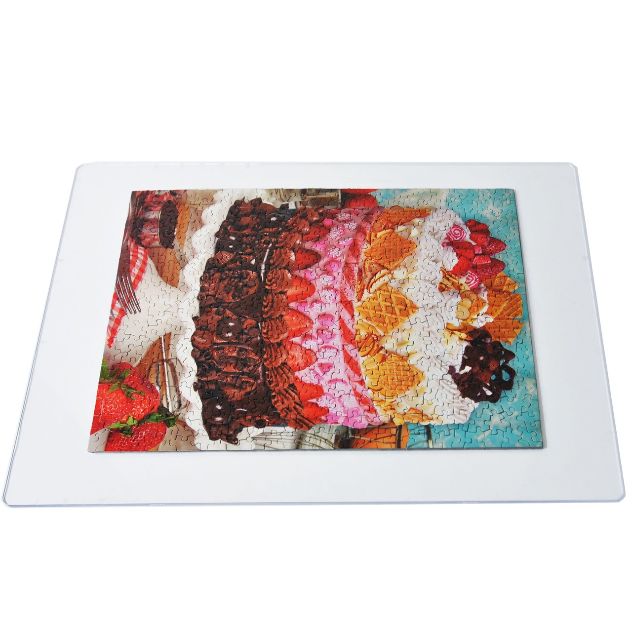 Clear Plastic Jigsaw Puzzle Board, Portable Puzzle Saver, Size 23.5" x 31.5" with rounded corners, up to 1,000 pieces